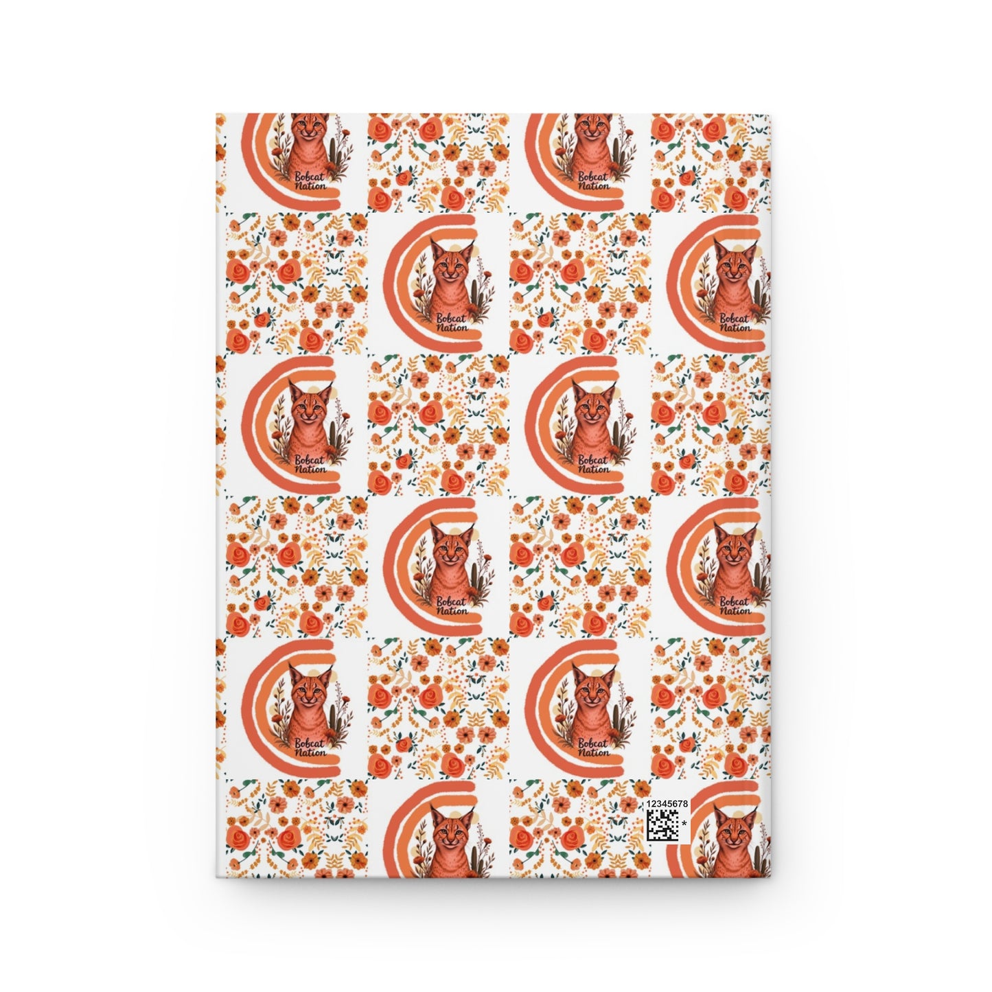 Floral Bobcat Nation Checkered Floral  Hardcover Journal for Creative Souls