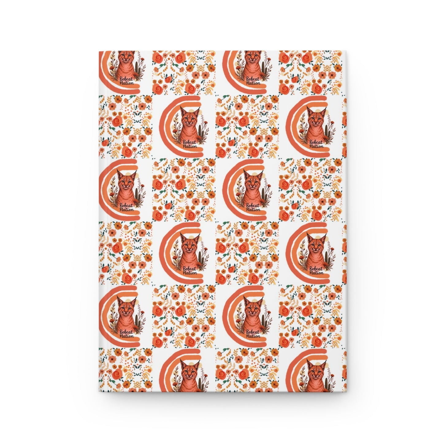 Floral Bobcat Nation Checkered Floral  Hardcover Journal for Creative Souls