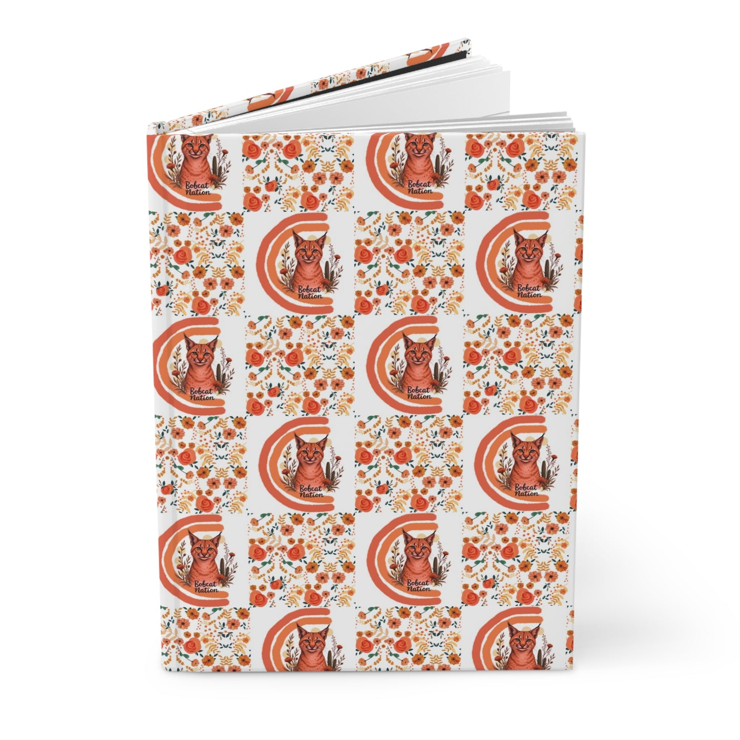 Floral Bobcat Nation Checkered Floral  Hardcover Journal for Creative Souls